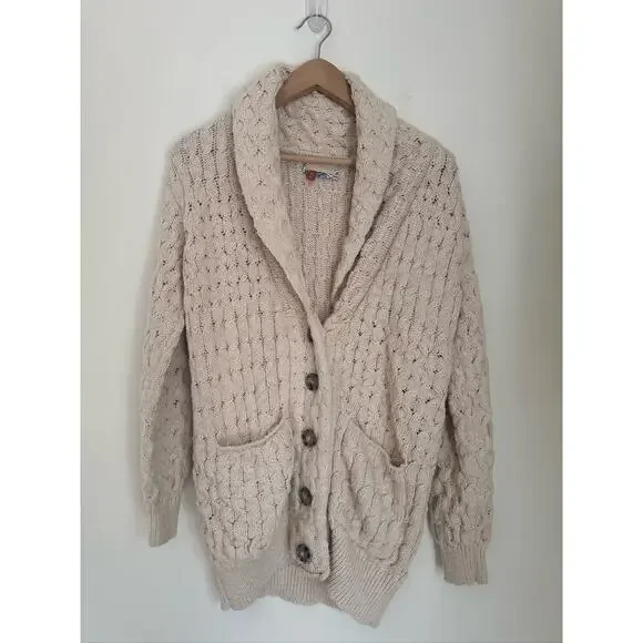 Anthropologie Pilcro Cable-Knit  Oversized Slouchy Cardigan in Cream XXS - Picture 2 of 10